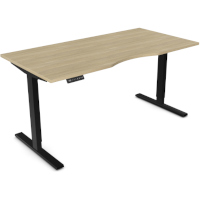 Zoom Electric Dual Motor Height Adjustable Sit Stand Office Desk Dual Purpose Reversible Scallop Top W1600xD800xH685-1185mm Urban Oak Top Black Frame 10 Year Warranty